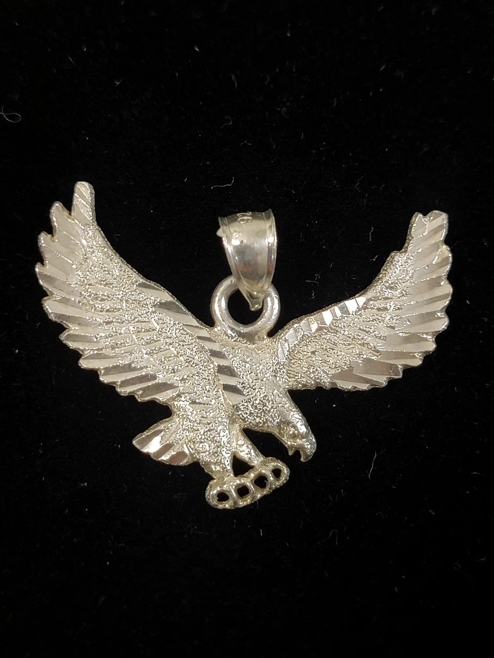 Vintage 925 Sterling Silver Eagle Pendant Necklace Charm – Detailed Flying Eagle